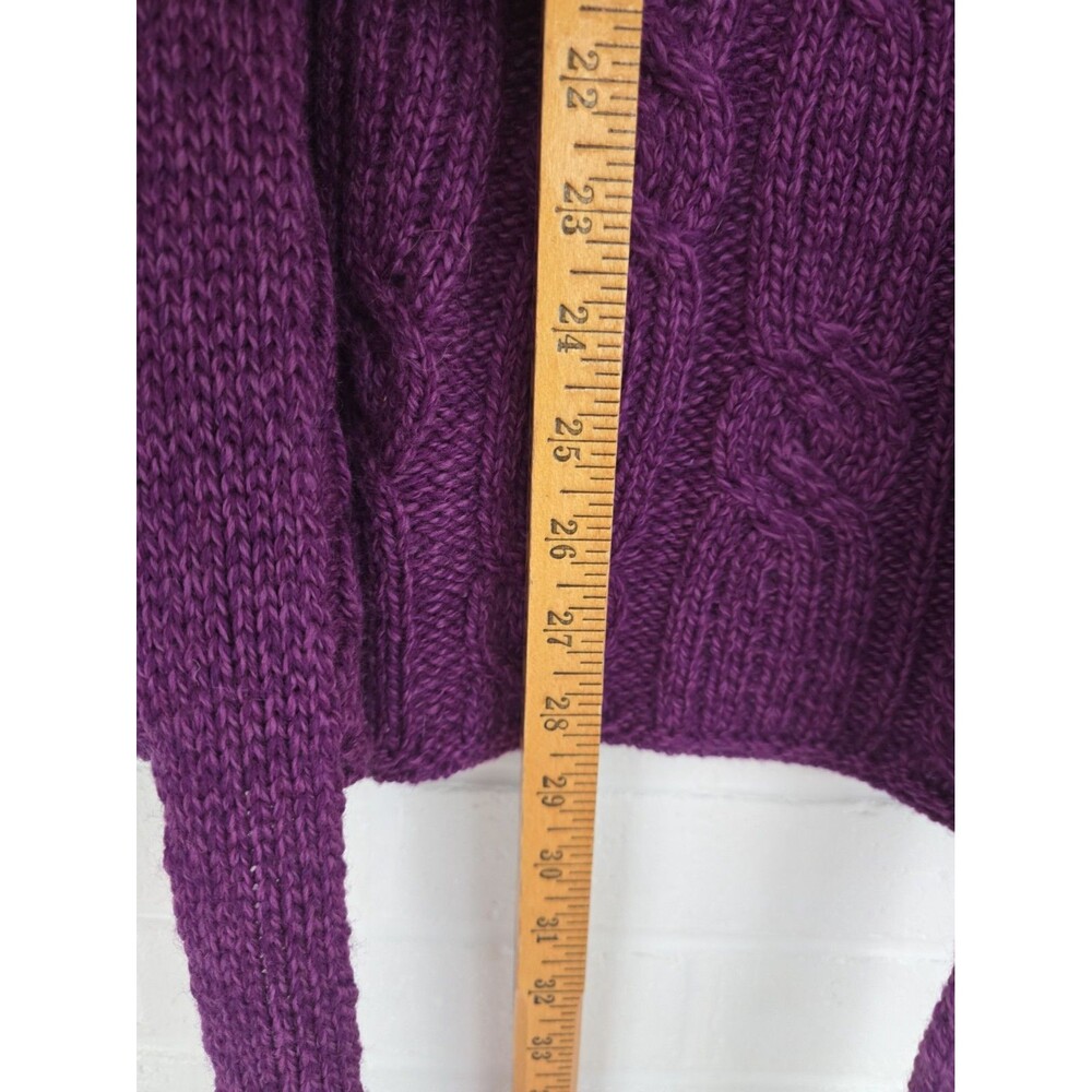 Aran Sweater Market Women's Merino Wool Cardigan Size M Purple Color - Picture 9 of 9